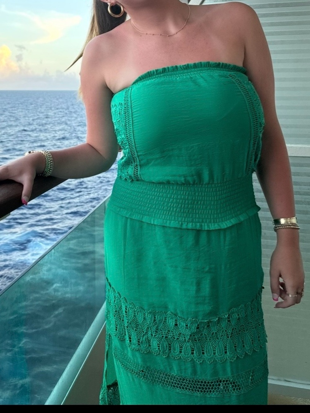 Elan Strapless Emerald Green Maxi Dress